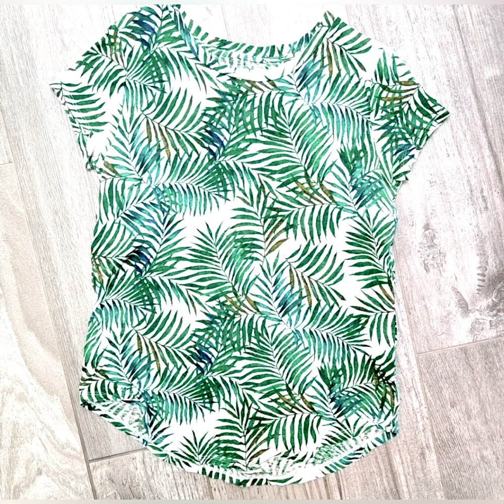 LOFT Palm Green Romantic Blouse